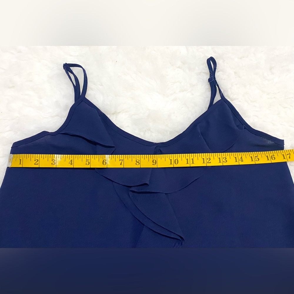 Paper Crane Womens S Navy Blue Ruffle Cami Top Boho Y2K Summer Coastal Grandma - Picture 12 of 16